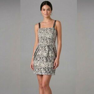 ALEXIS Black and Ivory Tweed Fringe Dress NWT, Size S